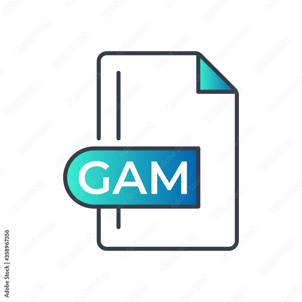 GAM File Format Icon. GAM extension gradiant icon.