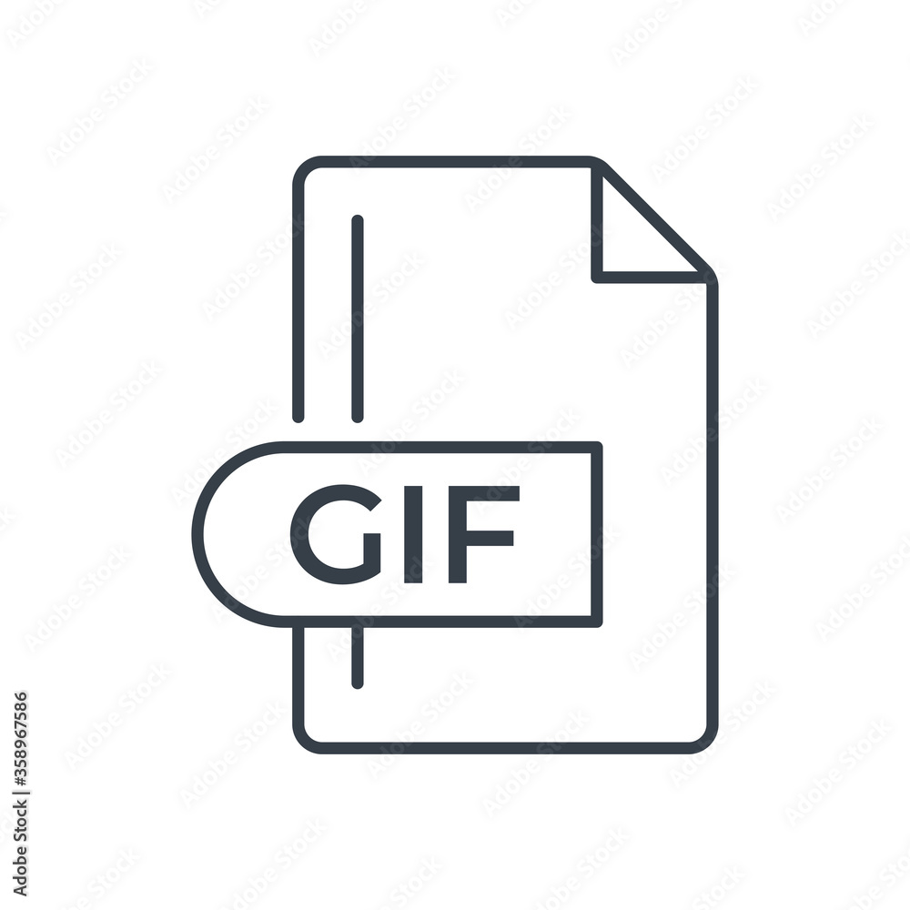 GIF File Format Icon. GIF extension line icon. GIF File Format Icon. GIF extension line icon.