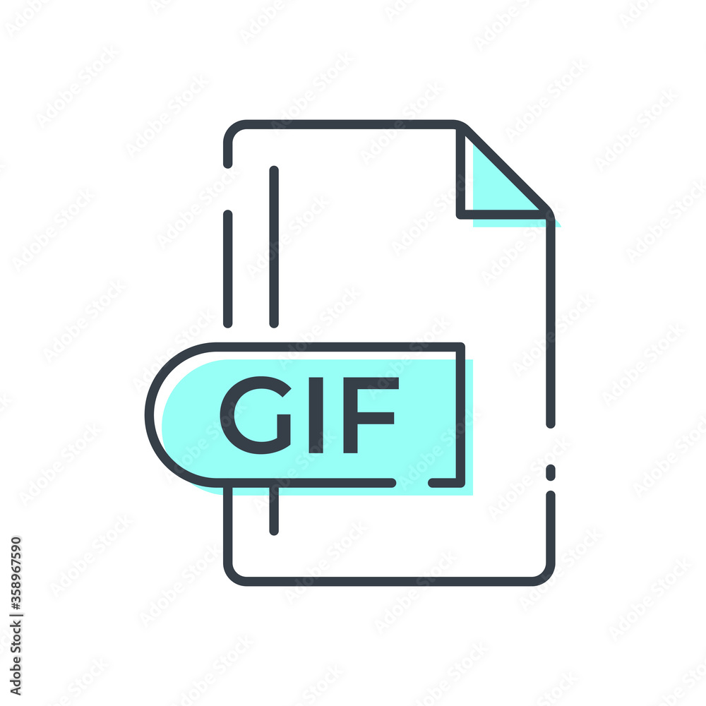GIF File Format Icon. GIF extension line icon. GIF File Format Icon. GIF extension line icon.