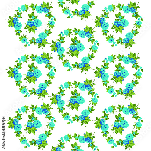 Blue Flowers Textile Texture Print Pattern