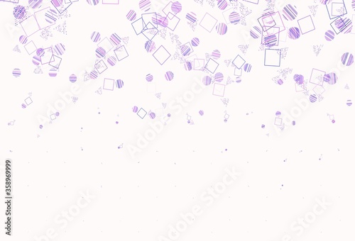 Light Pink, Yellow vector background with triangles, circles, cubes.