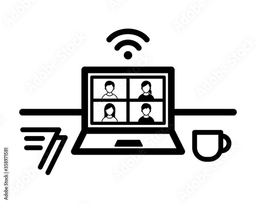 在宅 テレワークのアイコン イラスト リモートワーク Stock Illustration Adobe Stock