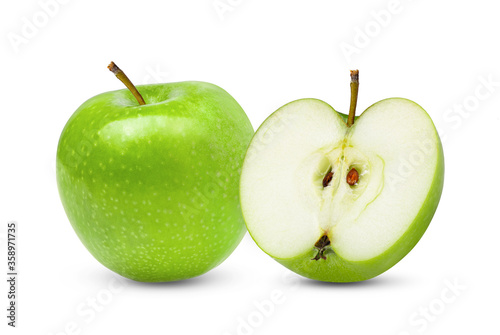 Green apple on a white background