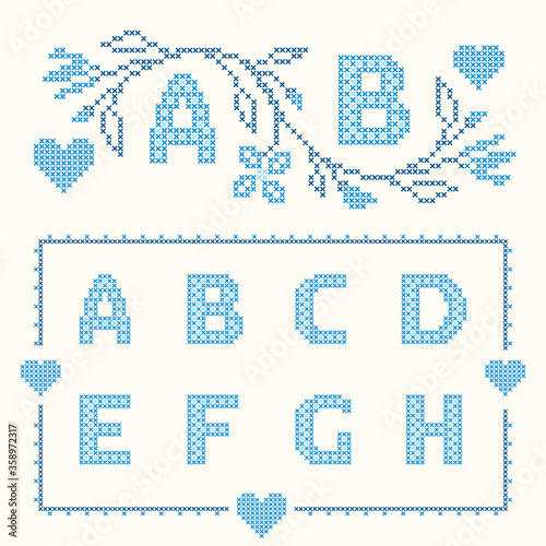 Cross-stitch embroidery in Ukrainian style