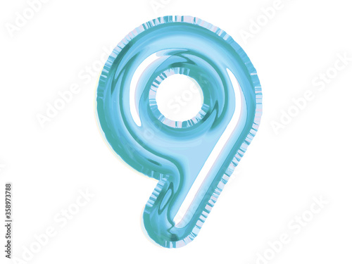 vector shiny blue number nine air balloon for baby shower birthday party