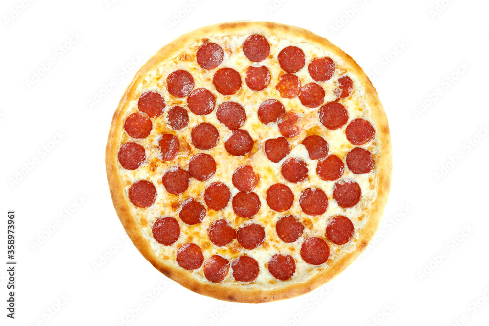 fresh italian classic original pepperoni pizza isolated on white background fresh italian classic original pepperoni pizza isolated on white background