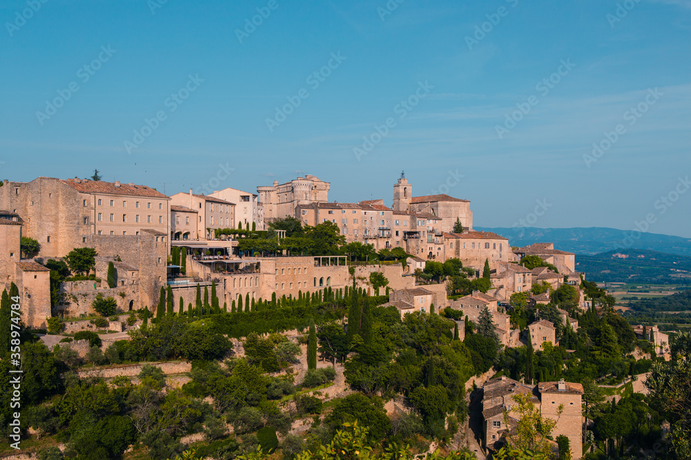 Panoramic view of the village Gordes in Provence, France.