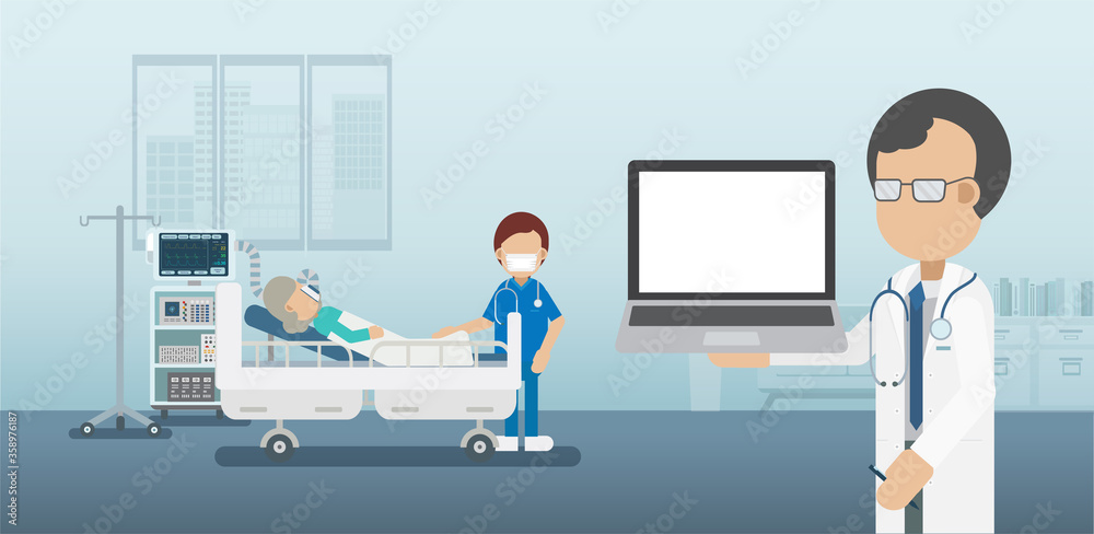 Medical service concept with blank screen notebook Medical service concept with blank screen notebook
