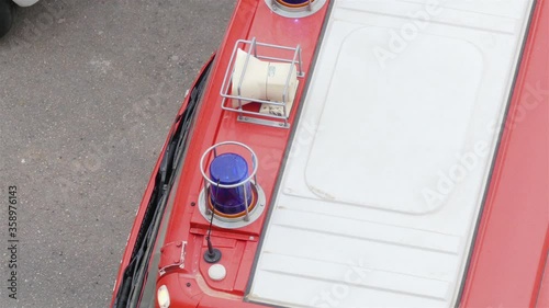Fire Engine With Blue Emergency Light On