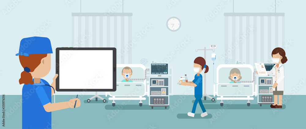 Medical service concept with blank screen tablet Medical service concept with blank screen tablet