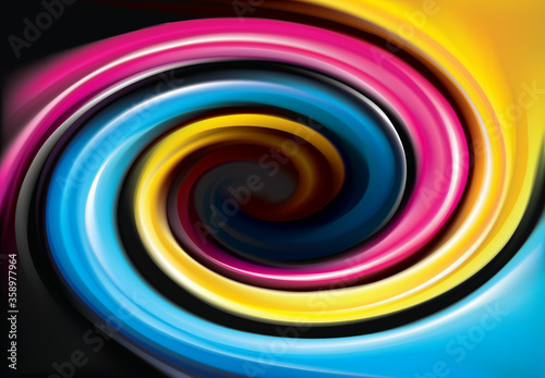 Vector swirl background of primary colors printing process: CMYK