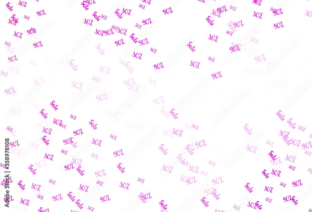 Light Pink vector template with 30, 50, 90% selling.