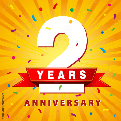 2 years anniversary celebration card. Vector illustration	