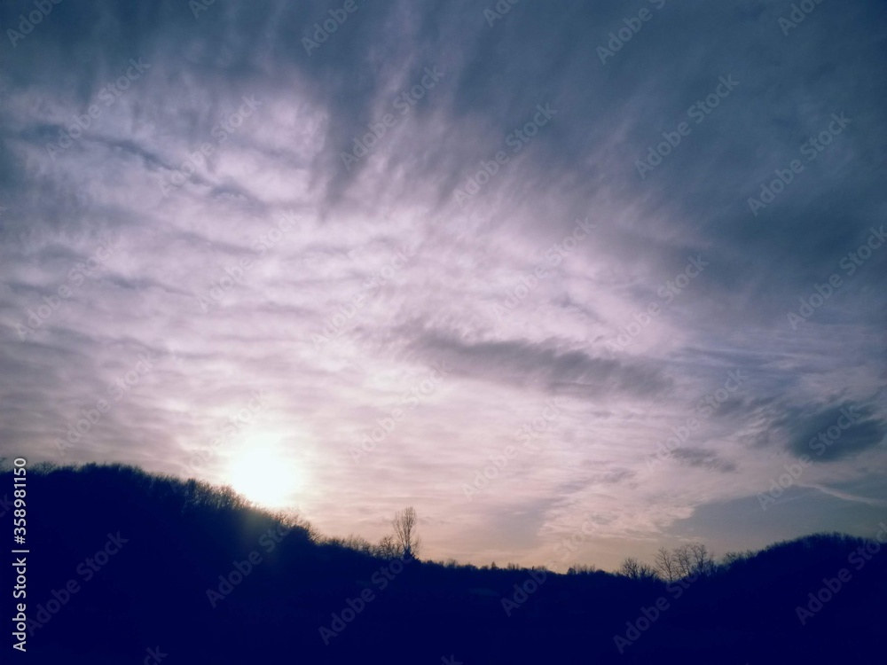 Fototapeta premium fluffy clouds on the sky. cloudy day in the forest