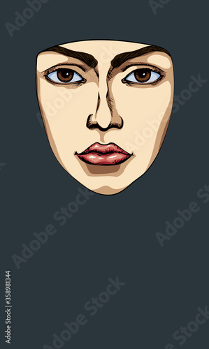 Woman face. Vector drawing icon