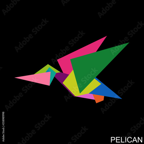 Pelican bird animal logo icon sign Abstract colorful geometric creative design Modern children's style Fashion print for clothes apparel greeting invitation card banner poster flyer websites Vector