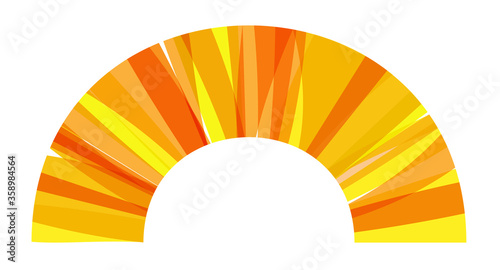 Arc of circle made of superposed yellow and orange bands	 photo