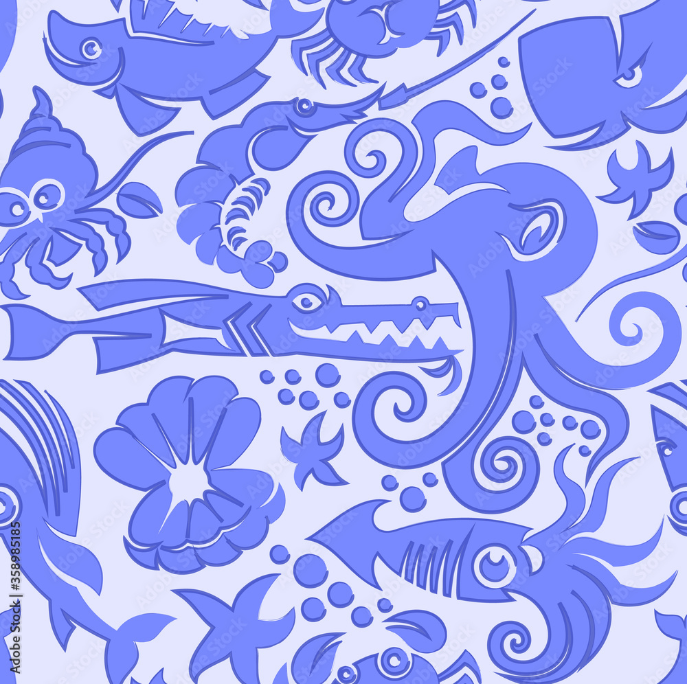 seamless cute sea creature pattern cartoon vector illustration seamless cute sea creature pattern cartoon vector illustration
