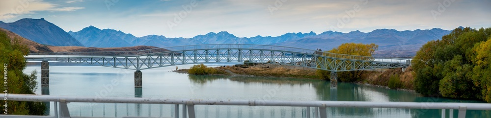 Lake Tekapo Footbridge over Scott Pond, South Island, New Zealand Lake Tekapo Footbridge over Scott Pond, South Island, New Zealand