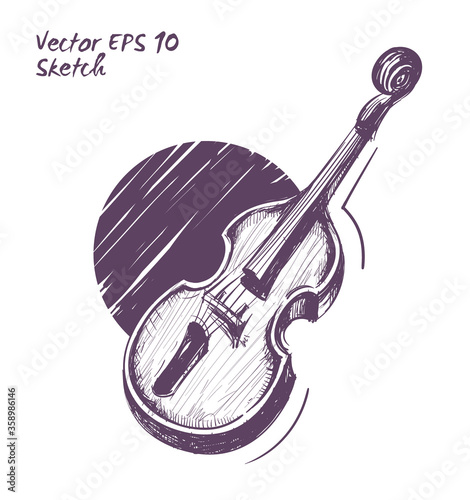 contrabass music concept sketch style vector illustration