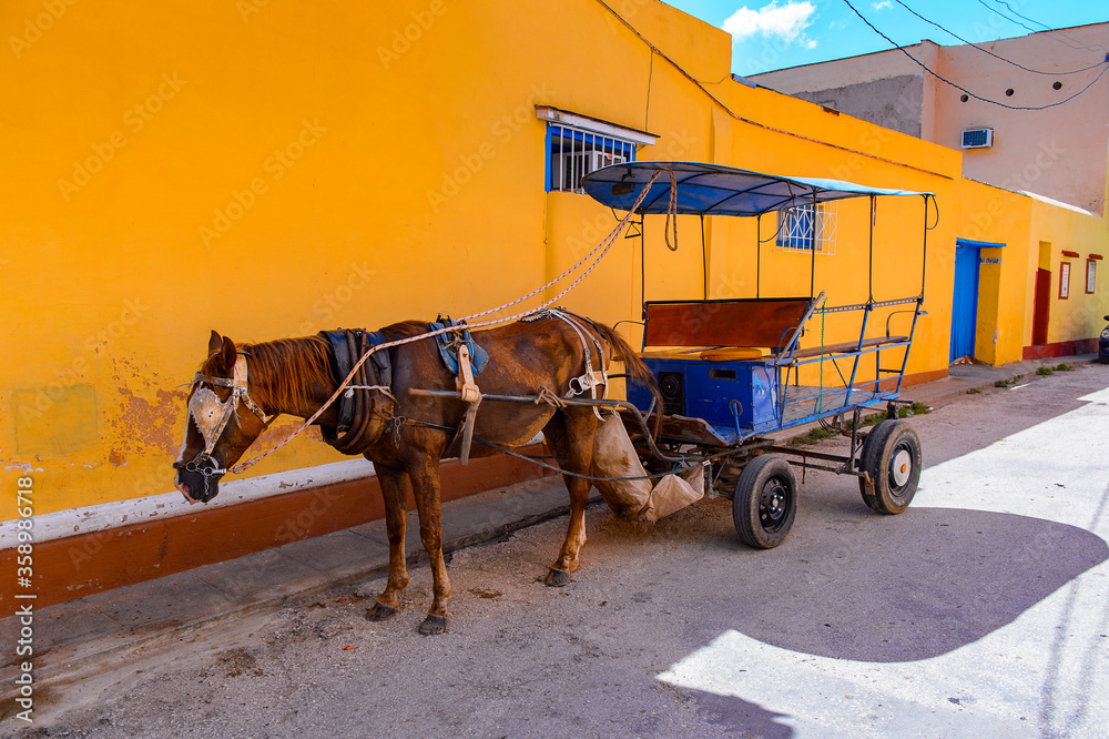 Horse carriage in Trinidad, Cuba. UNESCO World Heritage