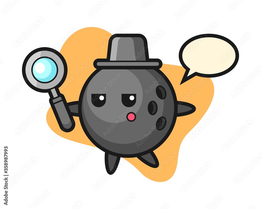 Bowling ball cartoon searching with a magnifying glass Bowling ball cartoon searching with a magnifying glass