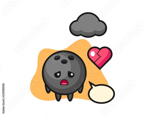 Bowling ball cartoon is broken heart