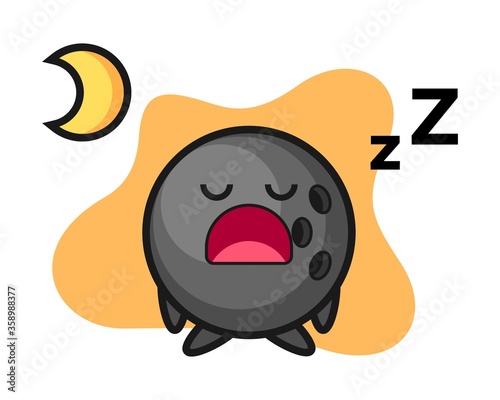 Bowling ball cartoon sleeping at night