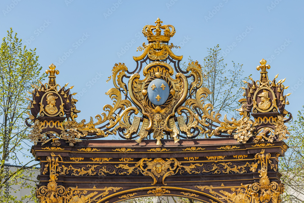 Fototapeta premium Royal grille of the Amphitrite fountain at Stanislas square in Nancy, France
