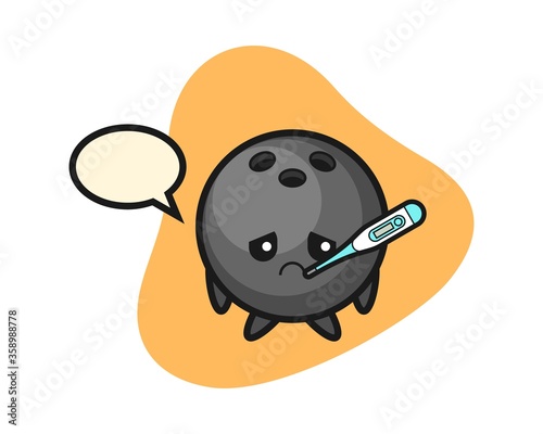 Bowling ball cartoon with fever condition