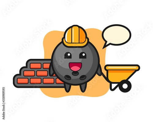Bowling ball cartoon as a builder