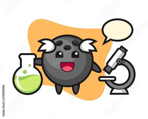 Bowling ball cartoon as a scientist
