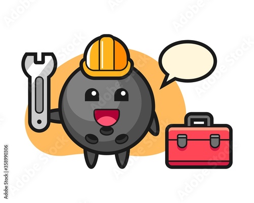 Bowling ball cartoon as a mechanic