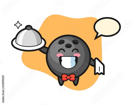 Bowling ball cartoon as a waiters