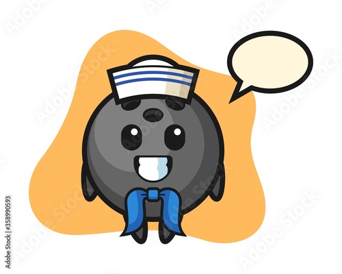 Bowling ball cartoon as a sailor man