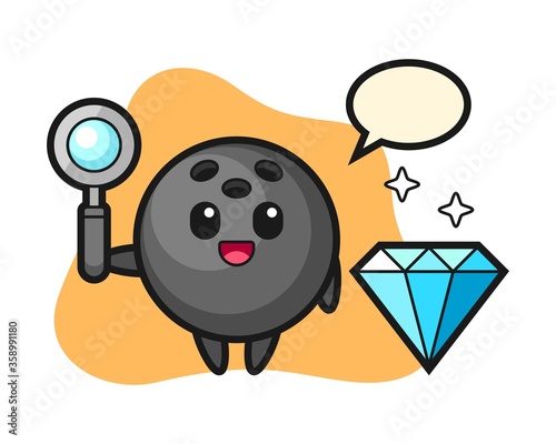 Bowling ball cartoon with a diamond