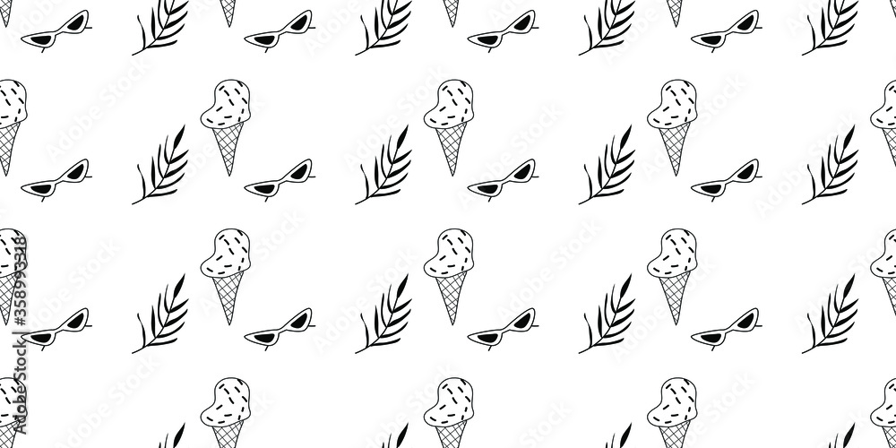 Fototapeta premium Ice cream summer leaf pattern