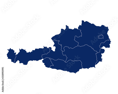 Karte von Österreich mit Regionen und Grenzen