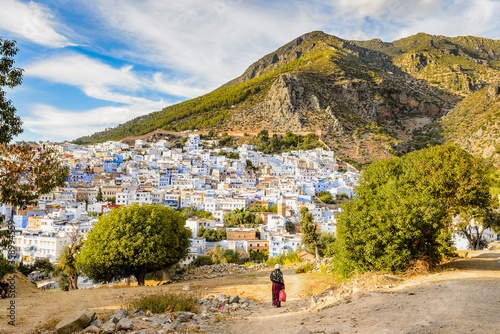It's Panorama of Chefchaouen, Morocco. Town famous by the blue painted walls of the houses