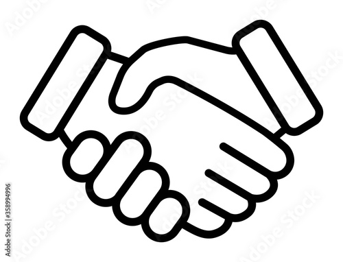 Handshake - vector icon design.Business agreement handshake line art icon for apps and websites.Shaking hands is a symbol of greeting and business partnership.Handshake Icon Vector Illustration