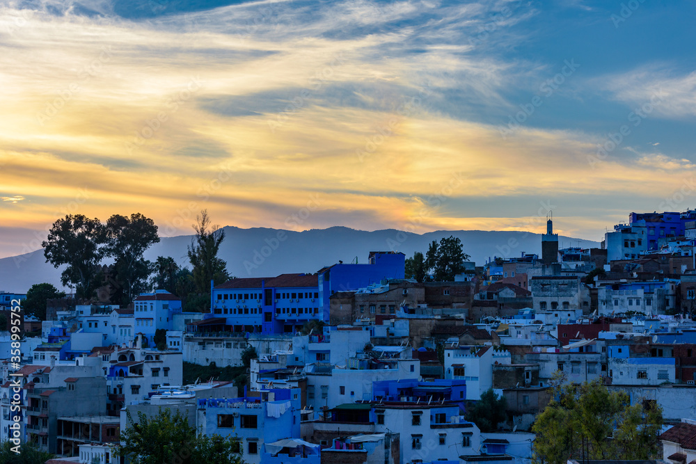 It's Architecture of Chefchaouen, small town in northwest Morocco famous by its blue buildings