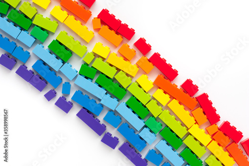 Rainbow color blocks on white background