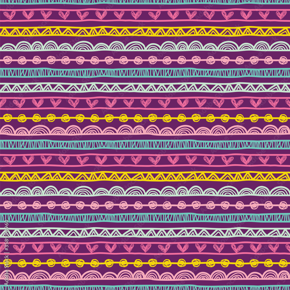 Seamless vector pattern with folk styles elements on a dark background. Seamless vector pattern with folk styles elements on a dark background.