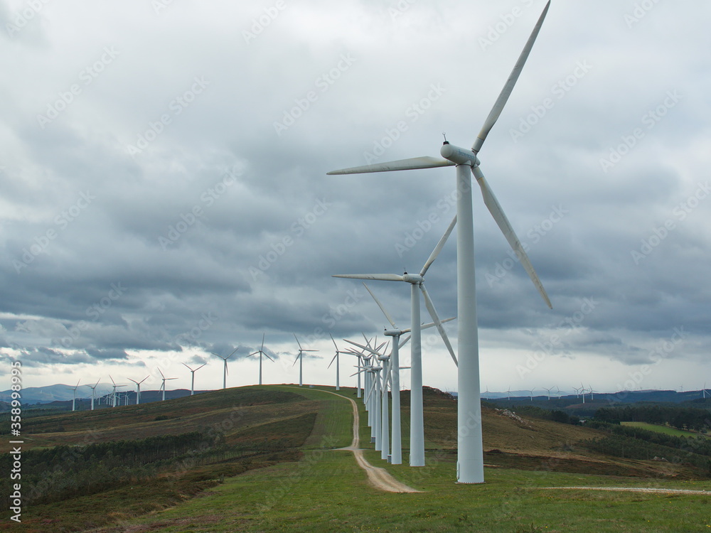 Wind-powered plants at Mirador de Muronovo in Asturias,Spain,Europe
