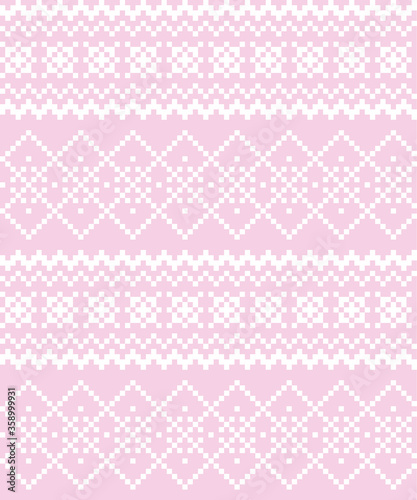 Pink Christmas fair isle pattern background for fashion textiles, knitwear and graphics