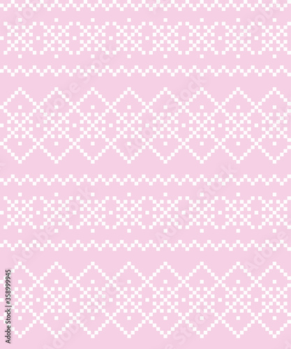 Pink Christmas fair isle pattern background for fashion textiles, knitwear and graphics
