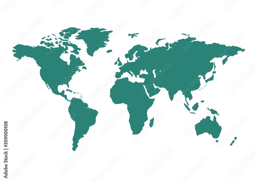 Global illustration world map white green background