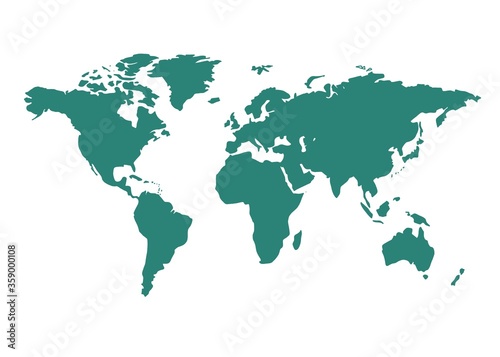 Global illustration world map white green background