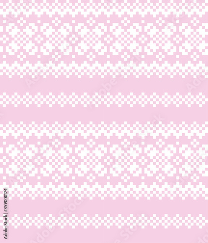 Pink Christmas fair isle pattern background for fashion textiles, knitwear and graphics