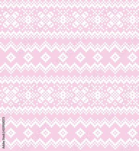 Pink Christmas fair isle pattern background for fashion textiles, knitwear and graphics